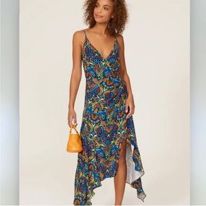 Haney Olivia Faux Wrap Dress Blue Hearts size 8